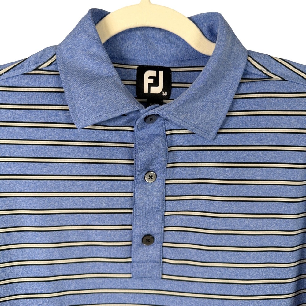 FootJoy Mens ProDry Performance Striped Golf Polo Shirt Blue Medium Preppy